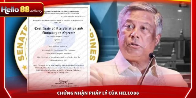 Chứng nhận pháp lý của HELLO88