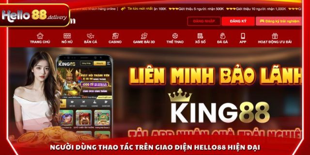 Người dùng thao tác trên giao diện HELLO88 hiện đại