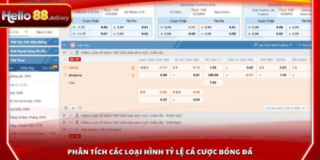 Phân tích các loại hình tỷ lệ cá cược bóng đá