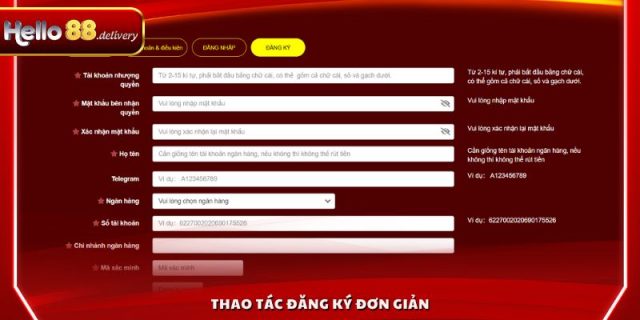 Thao tác đăng ký đơn giản