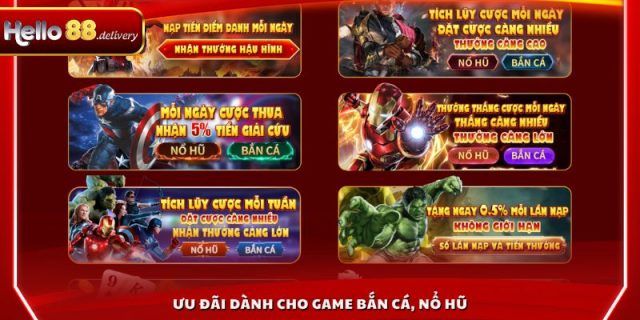 Ưu đãi dành cho game bắn cá, nổ hũ
